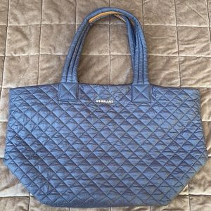 MZ Wallace Gray Grey Small Metro Tote Bag Lightweight Nylon Italian Leather Trim